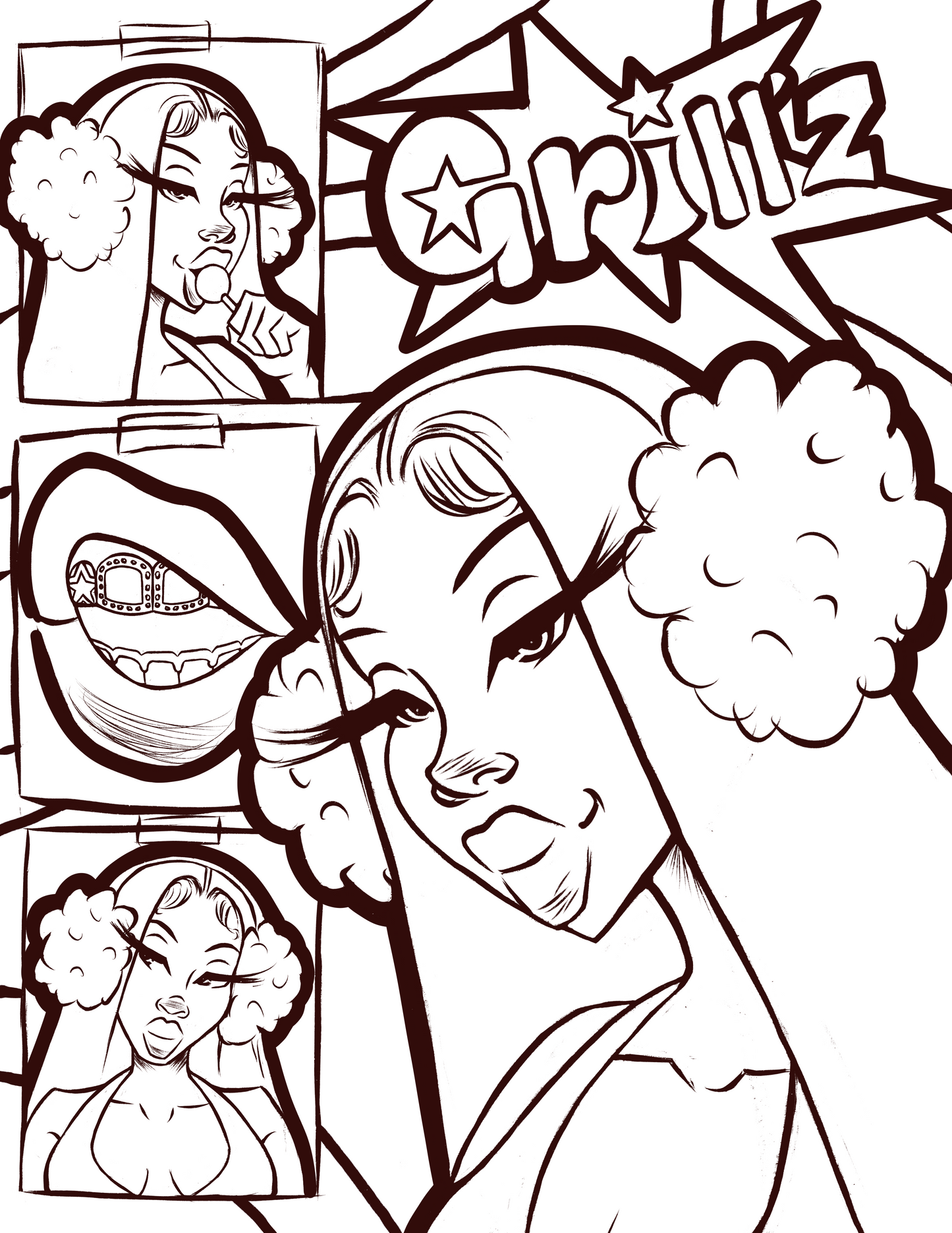 Grillz Coloring Page